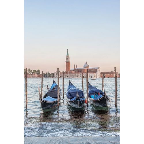 Italy-Venice Gondolas on the waterfront with San Giorgio Maggiore Church in the background